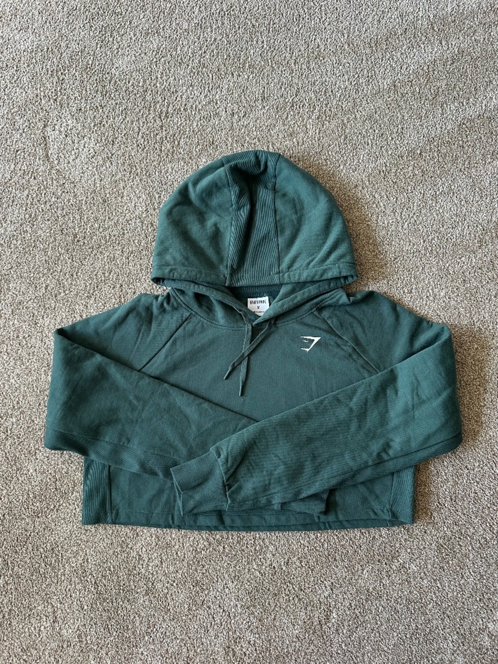 Gymshark Cropped Hoodie Green Fleece Pullover Gym Workout Womens M